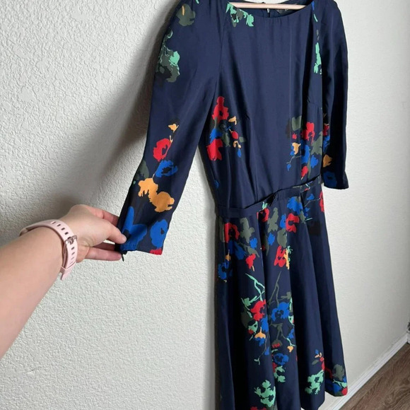 Eshakti Custom Dress Size Small Blue Floral Midi Pink Green Yellow - Picture 4 of 10